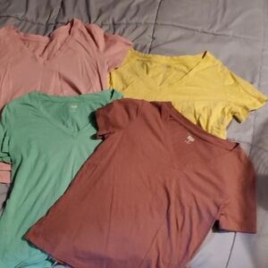 a.n.a Short Sleeve V-Neck Tees Bundle - Pink, Yellow, Green, Maroonish